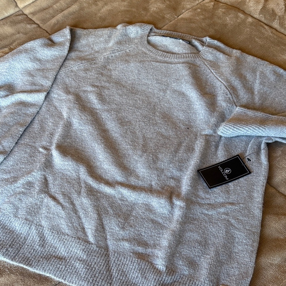 Volcom Men Twinkle Crewneck Sweater Light Gray Heather B0732404 Size M NWT
